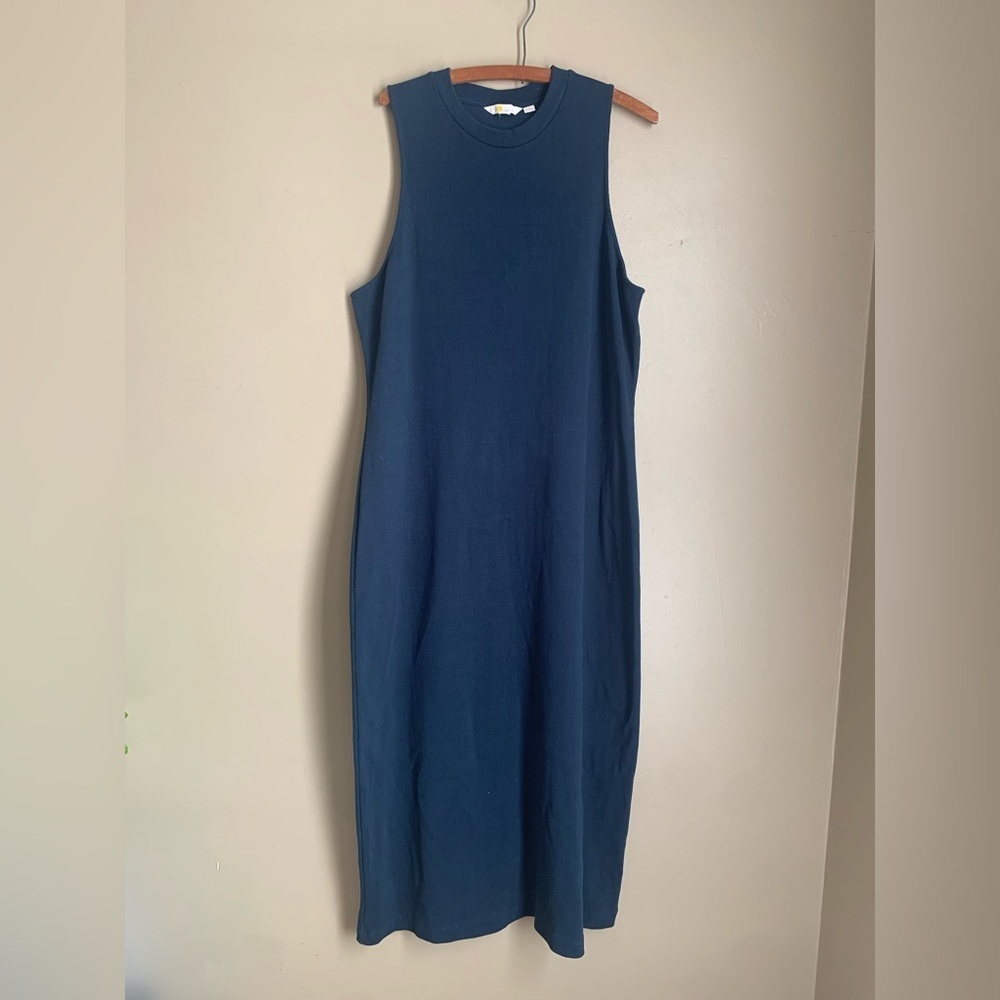 Boden Navy Ribbed Knit Crew Neck Sleeveless long Length Casual Dress Size 20/22L